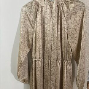 LOFT Beige Polka Dot Long Sleeve Dress